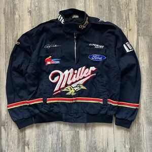 Vintage Nacar Rusty Wallace Miller Lite Racing Jacket Size Medium